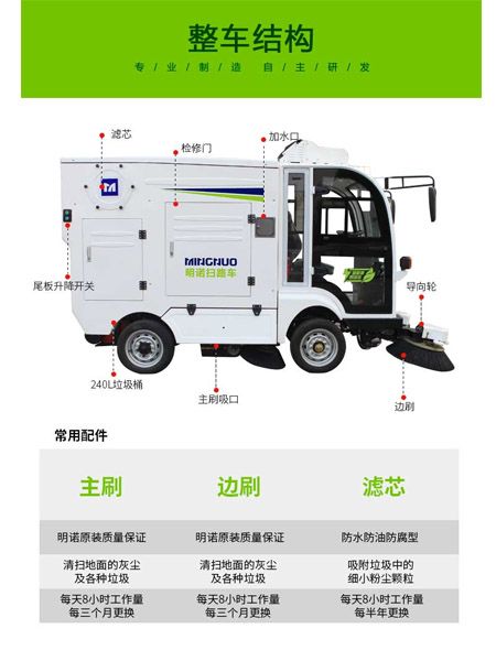 四轮扫路车MN-S1800配备240L标准伊吾垃圾桶