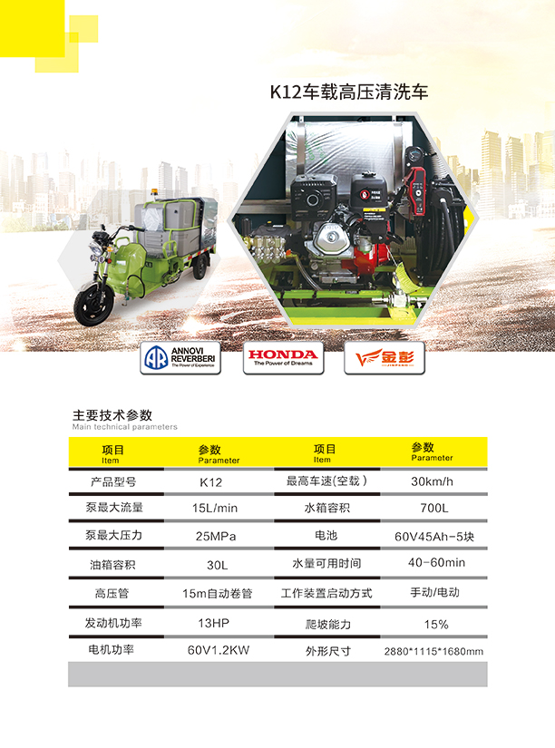 新款K12车载伊吾高压清洗车